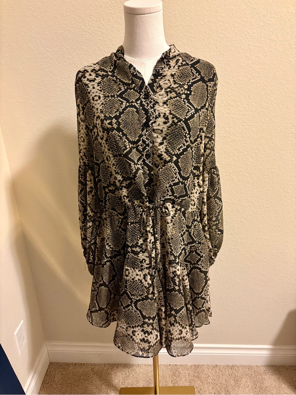 Snake Print Black and Cream Women's Dress